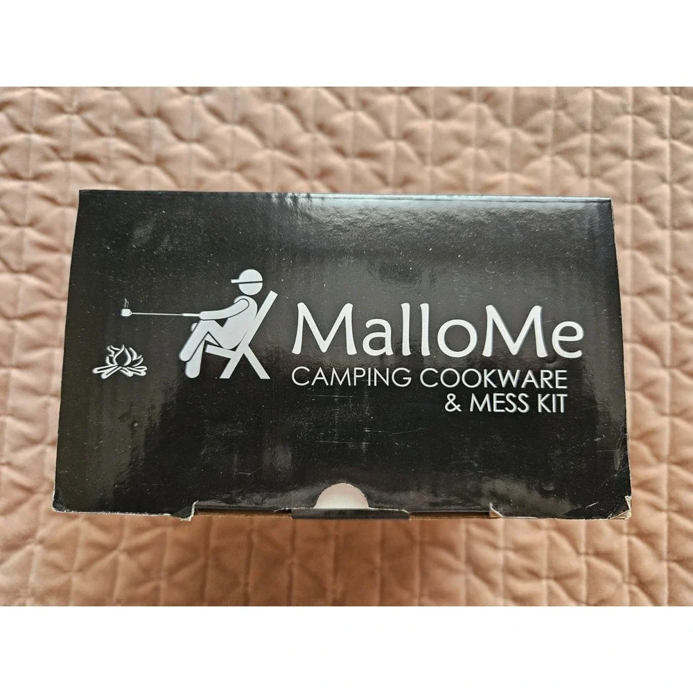 NIB MalloMe Camping Cookware & Mess Kit Set - Pot Frying Pan Bowls Utensils Bag